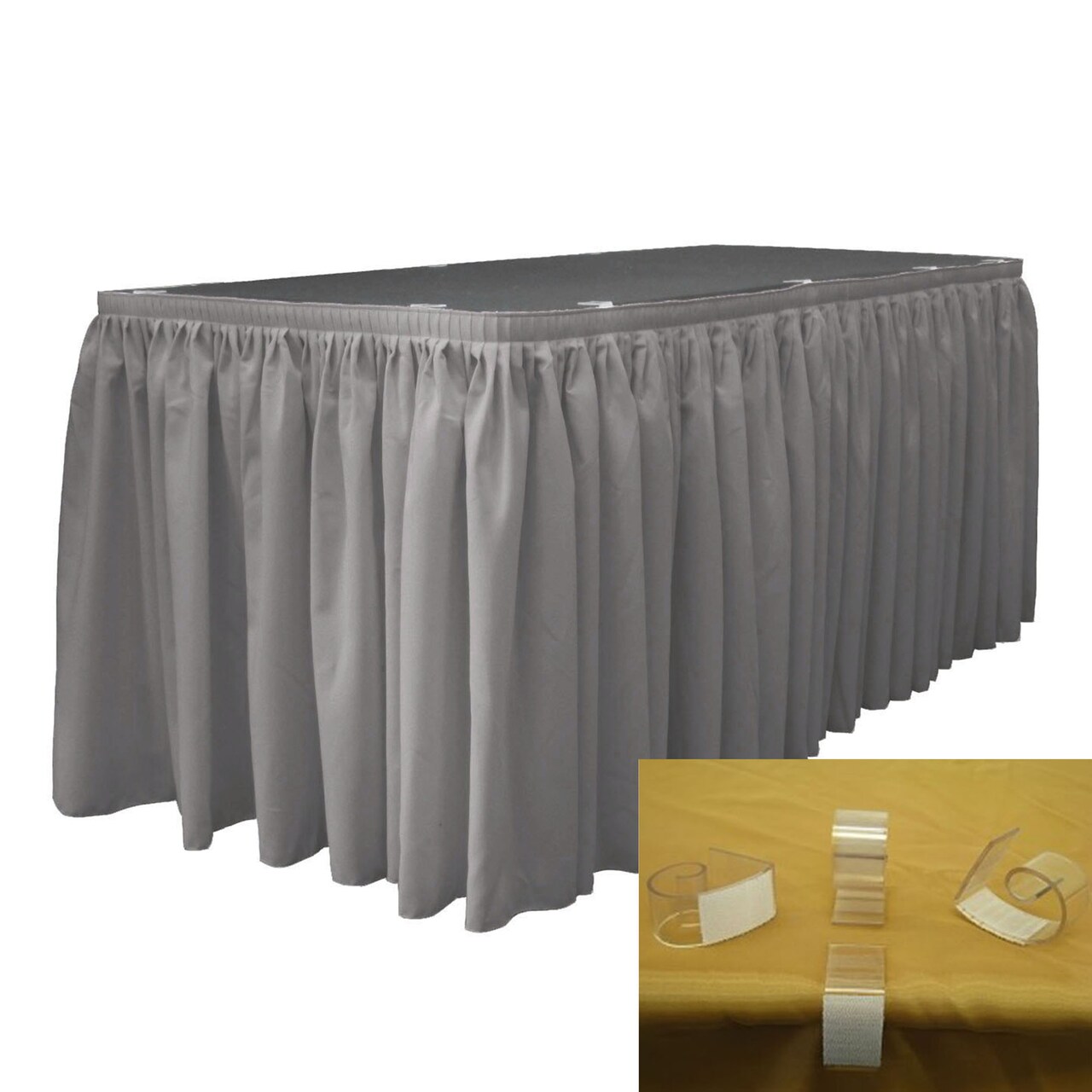 Polyester Poplin Table Skirt 17-foot By 29-inch Long With 10 L-clips